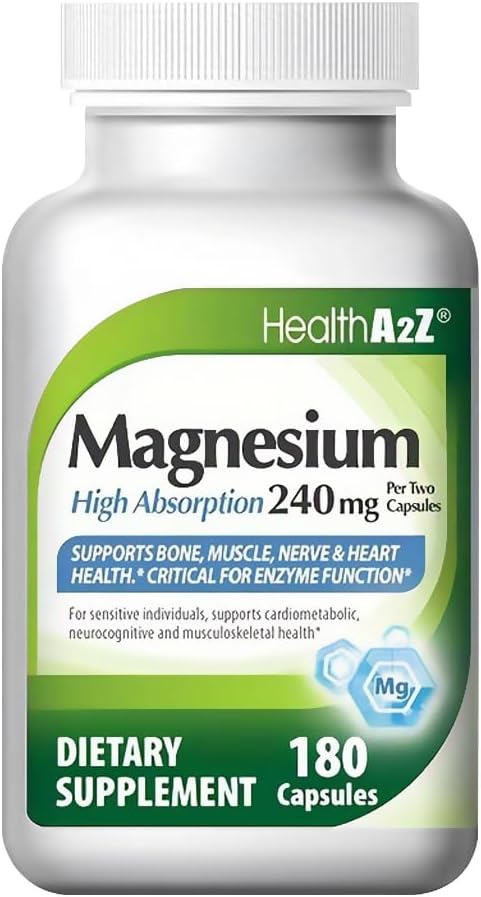 Høj Absorption 100% Chelated Magnesium - 124; Understøtter Bone * - 124; Muscle * - 124; Nerve & Heart Health * - 124; 240mg - 180 Kapsler