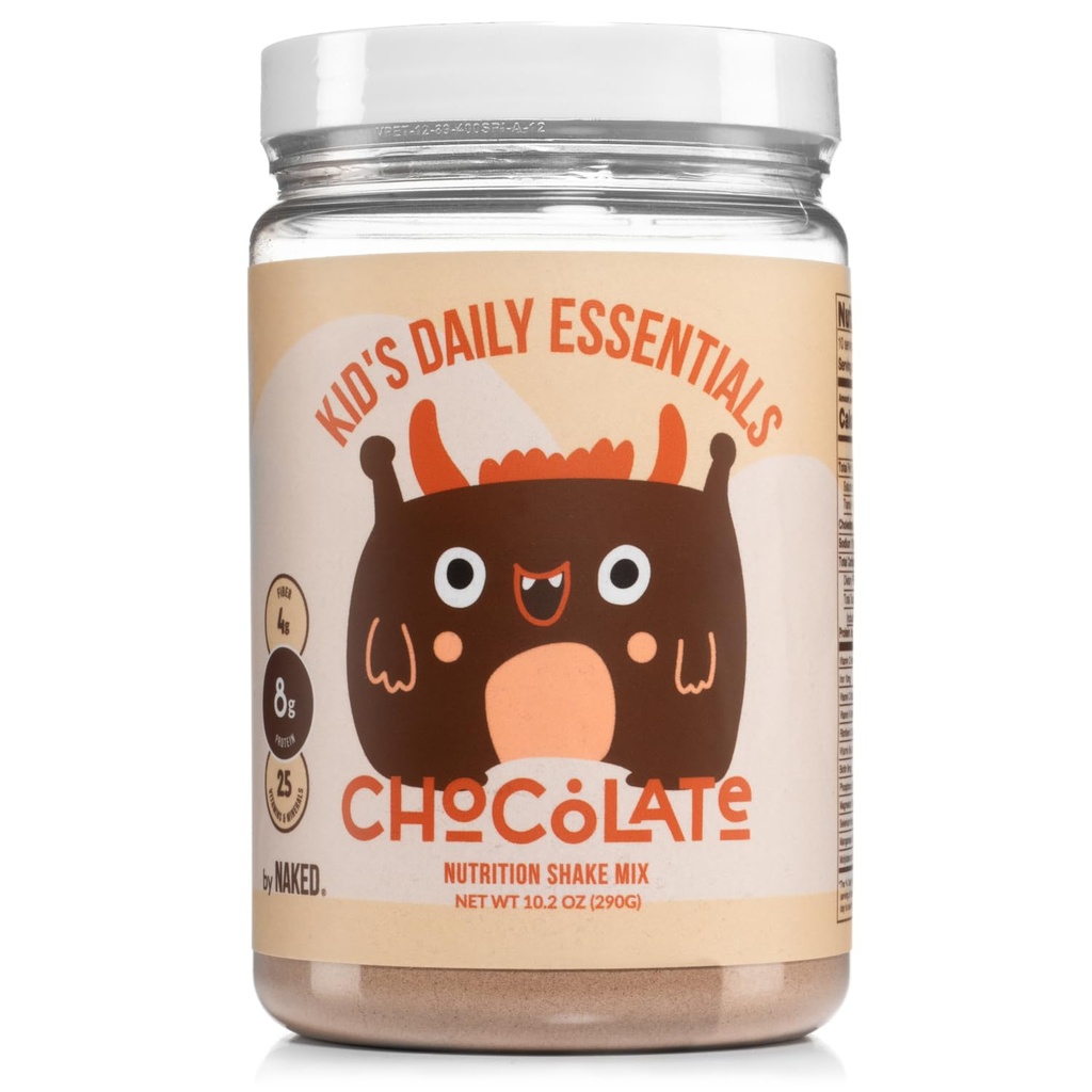 Nøgen chokolade Kids Daily Essentials, Kids Protein Shake Made with Organic Milk, 6 Organic Grøntsager, 25 Vitamin og Min, Ingen Kunstige Sødestoffer, Aromaer, Farver eller Konserveringsmidler