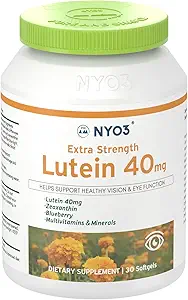 NYO3 Lutein & Zeaxanthin 40mg med blåbær, 30 Softgels Eyes Vitamin og Mineral Supplement- Eye $Vision Health