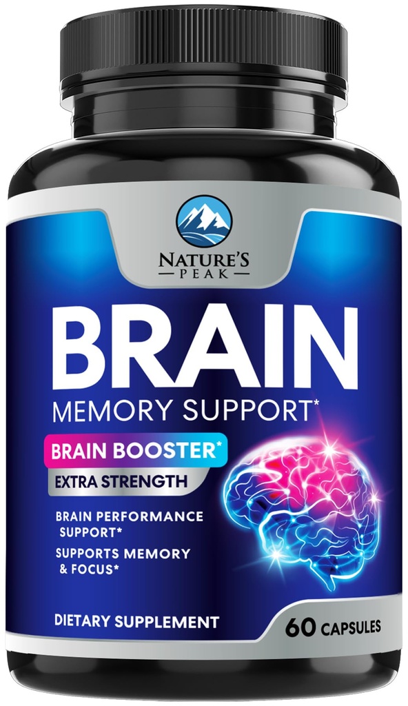 Hjerne hukommelse supplement - 3X styrke Nootropics for koncentration, Clarity & Focus Support - Hjerne sundhed Kognitive vitaminer med Bacopa, Phosphatidylserin & DMAE, Hjerne Booster Pills, 60 Kapsler