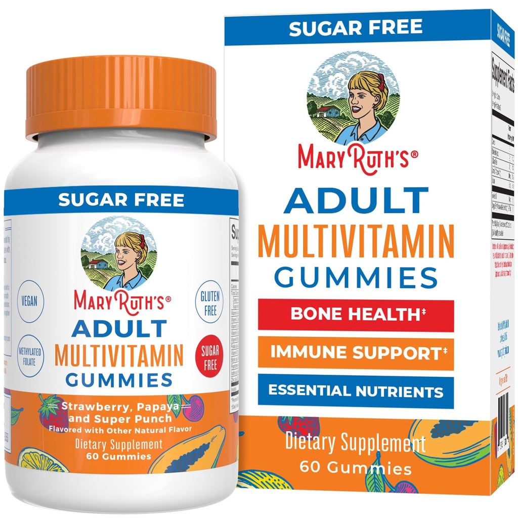 MaryRuth Organics Multivitamin til kvinder og mænd 124; Sukker fri 124; Voksen multimineral Gummy med C-vitamin 124; D og E-vitamin 124; B Vitamin 124; Bitin 124; Zink 124; Vegan 124; Non-GMO Gummy 124; Gluten fri