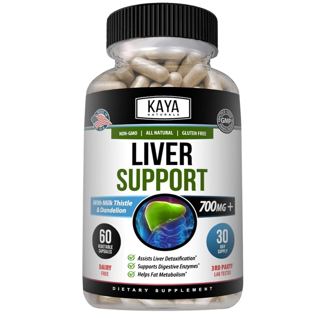 Kaya Naturals Lever Rengøring Detox & Reparation - Mælk tidsel supplement - Lever Detox for kvinder og mænd - Artiskoke ekstrakt og Mælkebøtte rodkapsler - 60 Greve
