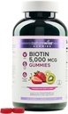 NatureWise Biotin Gummies - Understøtter sundt hår, hud og stærke negle - vitamin B7 5000mcg - Natural Beauty - Strawberry- Kiwi Flavor - Vegan, Non- GMO, Gluten Free - 180 Greve [90 Day Supply]