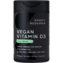 Sports Research Vegan Vitamin D3 5000IE (125 mcg) med kokosolie 124; 100% Plantbaseret D-vitamin til ben, fælles & immunforsvar 124; Carrageenan Free, Vegan Certified & Non- GMO Verified (60 Softgels)