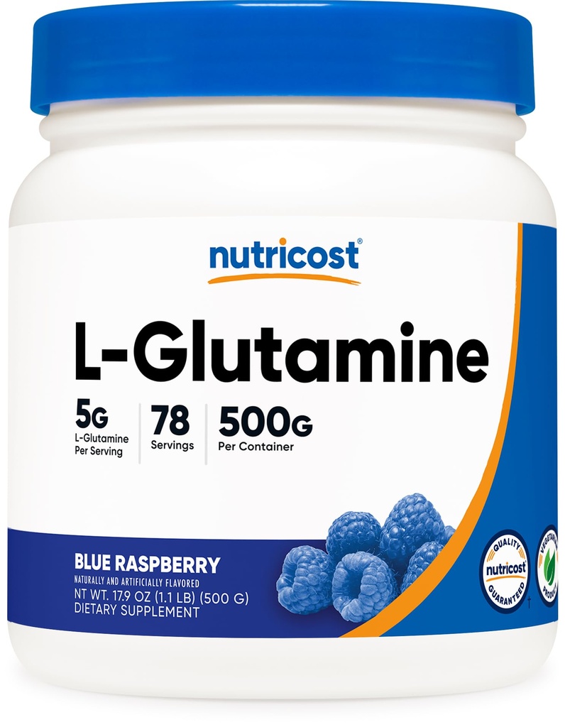 Nutricost L- Glutamin Powder (500 Bedste) (Blå Hindbær)