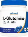 Nutricost L- Glutamin Powder (500 Bedste) (Blå Hindbær)