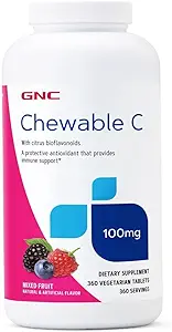 GNC Vitamin C 100mg, Provides Immune Support, Mixed Fruit, 360 Servings
