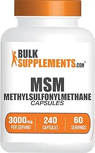 Bulkaddiments.com MSM kapsler - Methylsulfonylmethan, MSM 3000mg - Joint Supplements, Gluten Free, 4 kapsler per servering, 240 greve (pakke med 1)