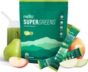 Nello Supergreens Superfood Drink Mix med Chlorella, Moringa, Spinach, Broccoli, fordøjelsesenzymer, og Probiotika - Apple Pære Flavor, 20 Servere, Travel Pack