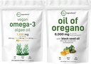 Micro Ingredients Oil of Oregano Softgels 300 Count & Vegan Omega 3 Algae Oil Supplement Bundle 2 Pack- 124; Carvacrol & Thymoquinone - 124; Full Spectrum Omega-3 Alternativ
