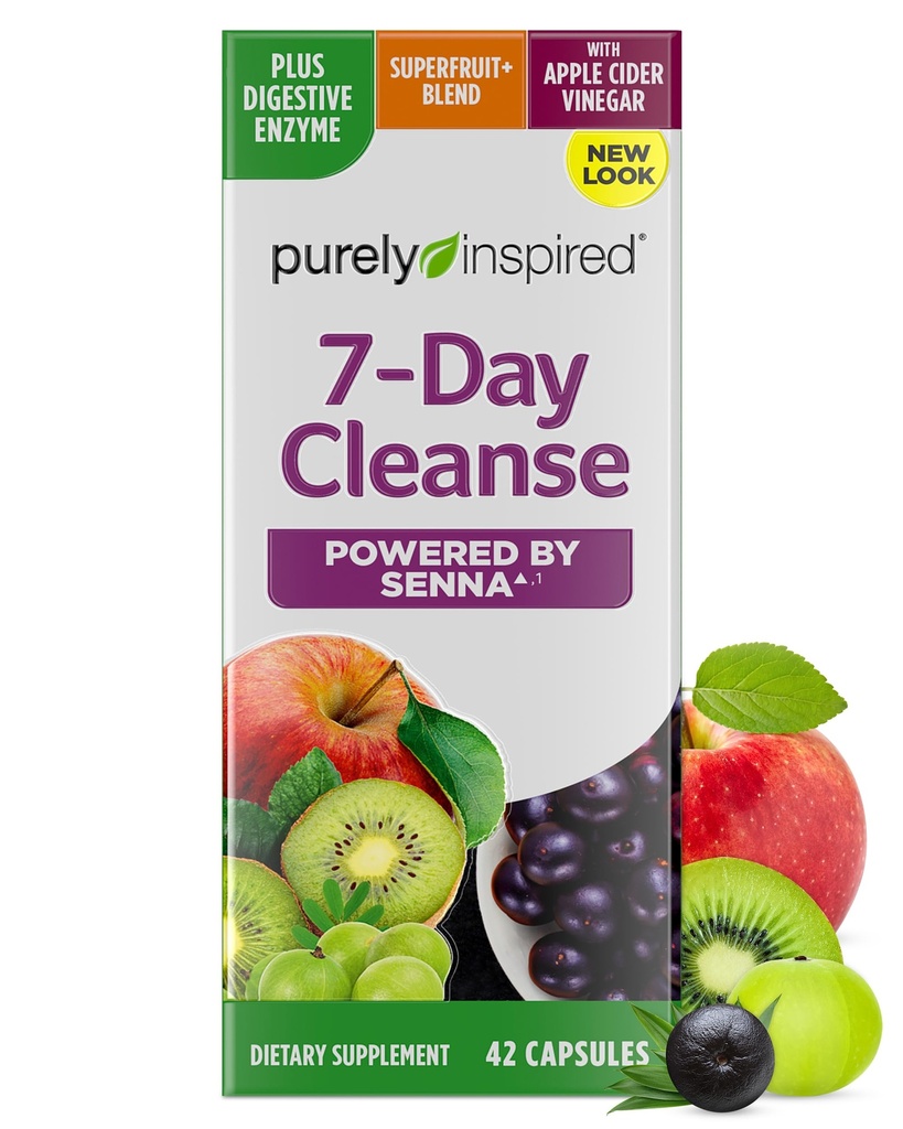 Rengøringsmiddel 7-Day Detox Rengøring - Hele kroppen Rengøring & Detox piller til kvinder & mænd, drevet med Senna Leaf, C-vitamin, Apple Cider Vincils, fordøjelige enzymer & probiotika - 42 Acai Berry kapsler
