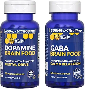 NATURLIGE STAKKER Dopamin & GABA Brain Food Bundle - Understøtter Mental Drive, Calmness & Afslapning * - 120 Total Kapsler