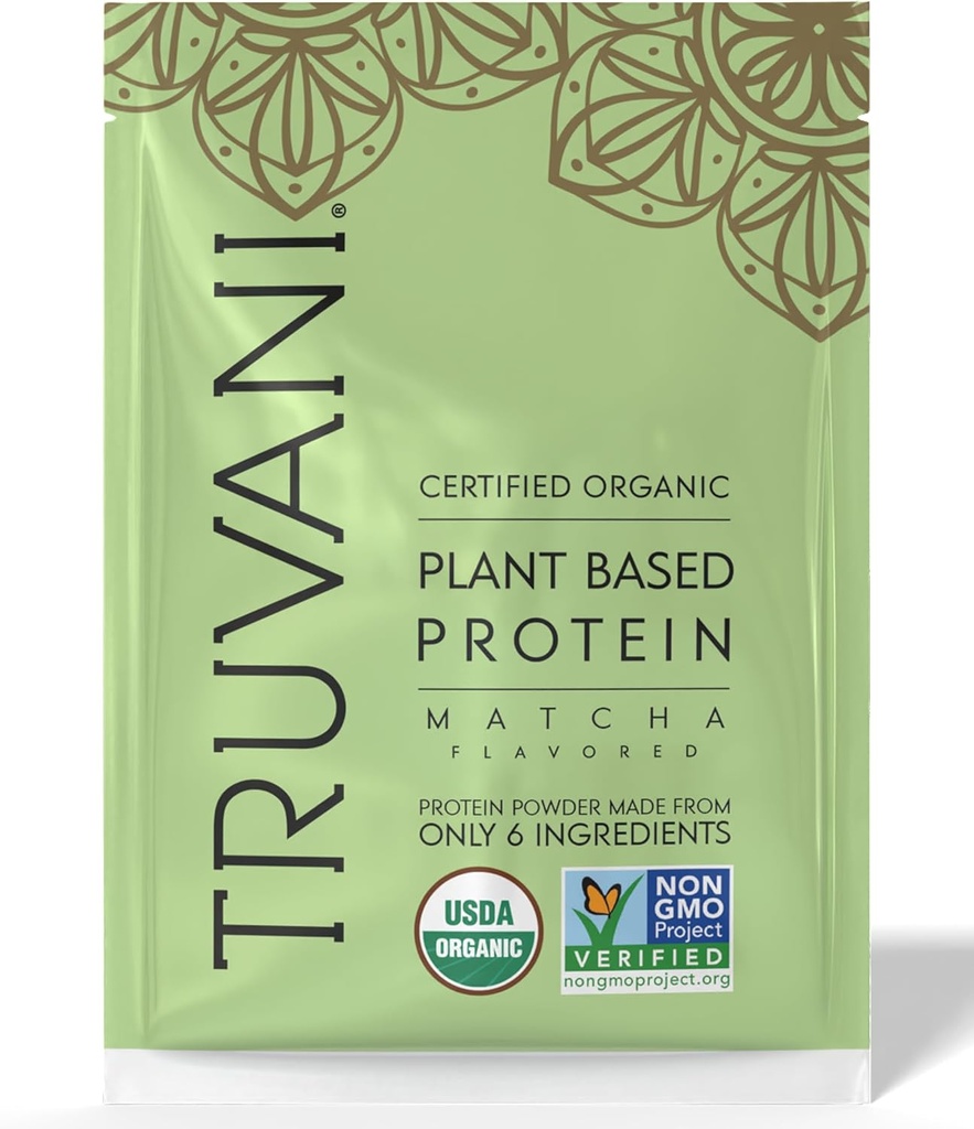 Truvani Vegan Pea Protein Powder • 124; Matcha • 124; 20g Organic Plant Based Protein • 124; 1 Servering • 124; Keto • 124; Gluten & Dairy Free • 124; Lav Carb • 124; Ingen tilsat sukker