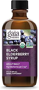 Gaia Urter Black Elderberry (Sambucus Nigra) Syrup Voksen Daglig - Immunitet Support - med USDA Certified Organic Black Elderberries til immunsystemet Support - 3 Fl Oz (9-Day Supply)