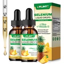 2 Pack Selenium Liquid Drops, 200mcg Liquid Selenium Supplement med C-vitamin & Zink, Support for Immunsystem, Antioxidant & Heart Health, High Absorption, Ananaspartikler