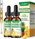 2 Pack Selenium Liquid Drops, 200mcg Liquid Selenium Supplement med C-vitamin & Zink, Support for Immunsystem, Antioxidant & Heart Health, High Absorption, Ananaspartikler