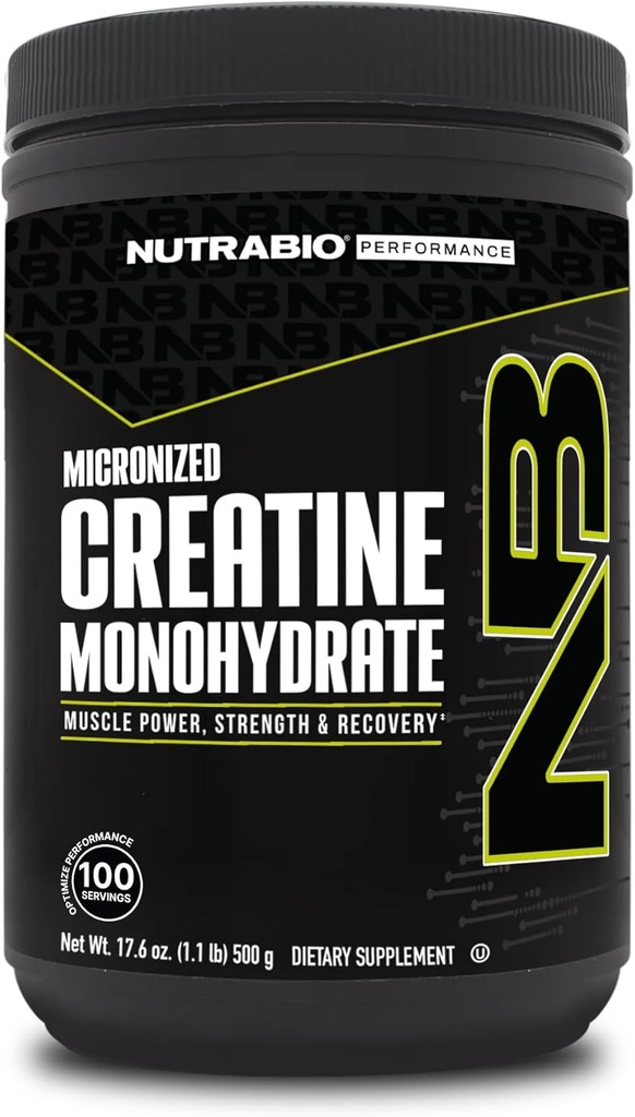 Nutrabio Pure Mikroniseret Creatin monohydrat pulver supplement, Unflavored, (500 g) - Understøtter Bulk Muscle Energy, Recovery, og Styrke - HPLC Testet Creatin Powder supplement til mænd og kvinder
