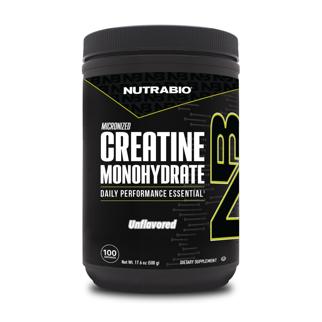 Nutrabio Pure Mikroniseret Creatin monohydrat pulver supplement, Unflavored, (500 g) - Understøtter Bulk Muscle Energy, Recovery, og Styrke - HPLC Testet Creatin Powder supplement til mænd og kvinder