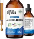 Wild & Organic Alkohol Detox Drops - Lever & Nyre Rengøring med mælk tidsel, Chanca Piedra Stone Breaker - Anti Alkohol Complex for lever Cleanse Detox - Vegan, Ingen Sukker & Tilsætningsstoffer - 4 fl oz