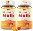 Dame Multivitamin Gummy med Omega 3 BuddHA / EPA), Vitamin D3 K2, Calcium, Inositol, Daily Dame Vitamin A C E B Complex, L- MethylFolate, Methyl B12, Sukker Free Methylerede Multivitaminer Mineraler, 120Cts