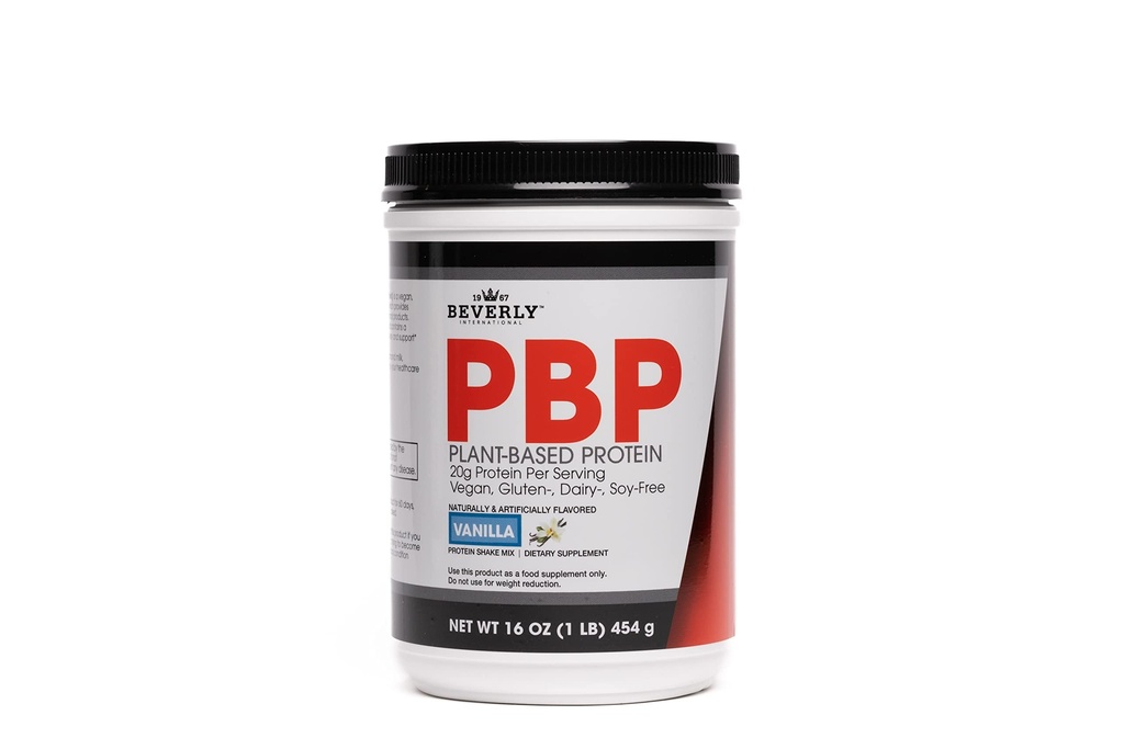 Beverly International PBP, Plant Based Protein. Vegan, Gluten, Dairy, Soy- Free. Great Vanilla Taste, Glat, Easy to Digest, 21g Protein per Serving, (15 Servere) 1lb. Komplet Aminosyreprofil.