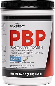 Beverly International PBP, Plant Based Protein. Vegan, Gluten, Dairy, Soy- Free. Great Vanilla Taste, Glat, Easy to Digest, 21g Protein per Serving, (15 Servere) 1lb. Komplet Aminosyreprofil.