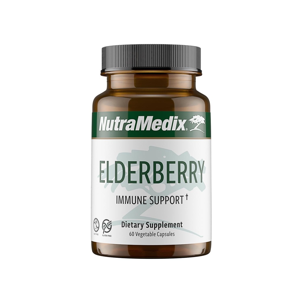 NutraMedic Elderberry Antioxidants Supplement kapsler - Elderberry Extract til fremme af en sund inflammatorisk reaktion, daglig immunforsvar, og tarm sundhed (60 kapsler)