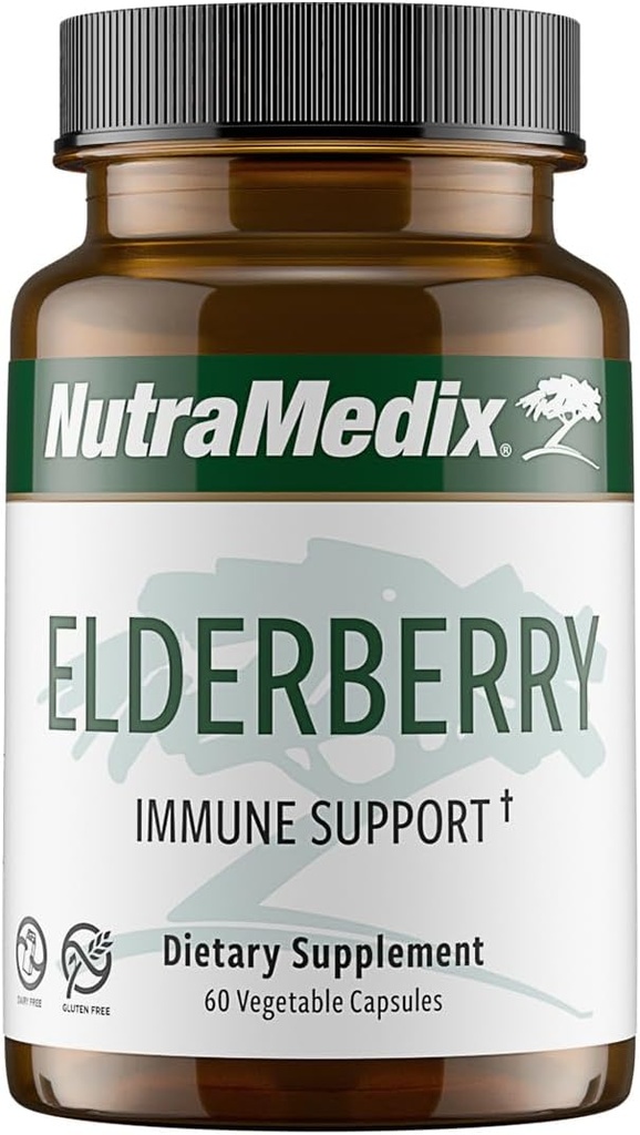 NutraMedic Elderberry Antioxidants Supplement kapsler - Elderberry Extract til fremme af en sund inflammatorisk reaktion, daglig immunforsvar, og tarm sundhed (60 kapsler)