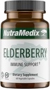 NutraMedic Elderberry Antioxidants Supplement kapsler - Elderberry Extract til fremme af en sund inflammatorisk reaktion, daglig immunforsvar, og tarm sundhed (60 kapsler)