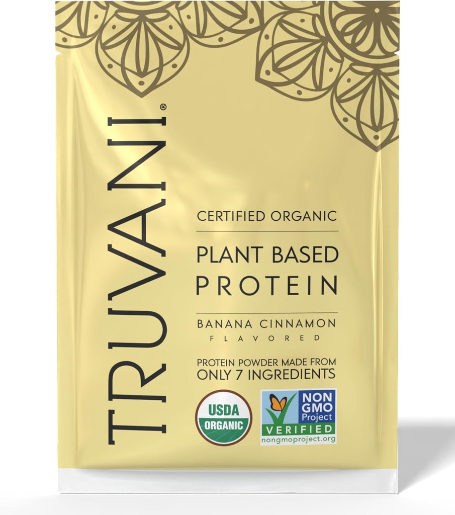 Truvani Vegan Pea Protein Powder Dex124; Banana Cinnamel Dex124; 20g Organic Plant Based Protein Dex124; 1 Serving Dex124; Keto Dex124; Gluten & Dairy Free Dex124; Low Carb Dex124; Ingen tilsat sukker
