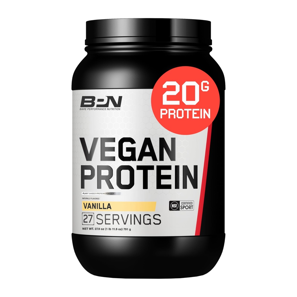 BARE YDEEVNE NUTRITION Vegansk protein, Plantebaseret protein, Pea Protein, Watermelon Protein og Græskar Protein, naturligt sødet og aromatiseret (Vanilla)