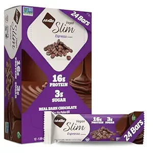 Nugo Slim Dark Chocolate Espresso, 16g Vegan Protein, 3g Sukker, 7g Fiber, Low Net Carb, Keto Friendly, Gluten Free, 24 Greve