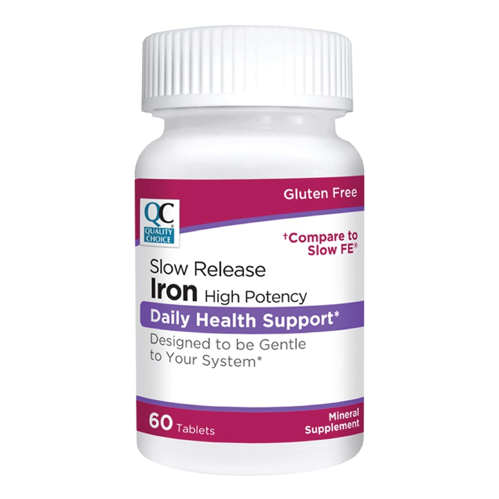 Kvalitetsvalg Iron High Potency Slow Release Tablets, 45mg, 60 Tabletter Hver