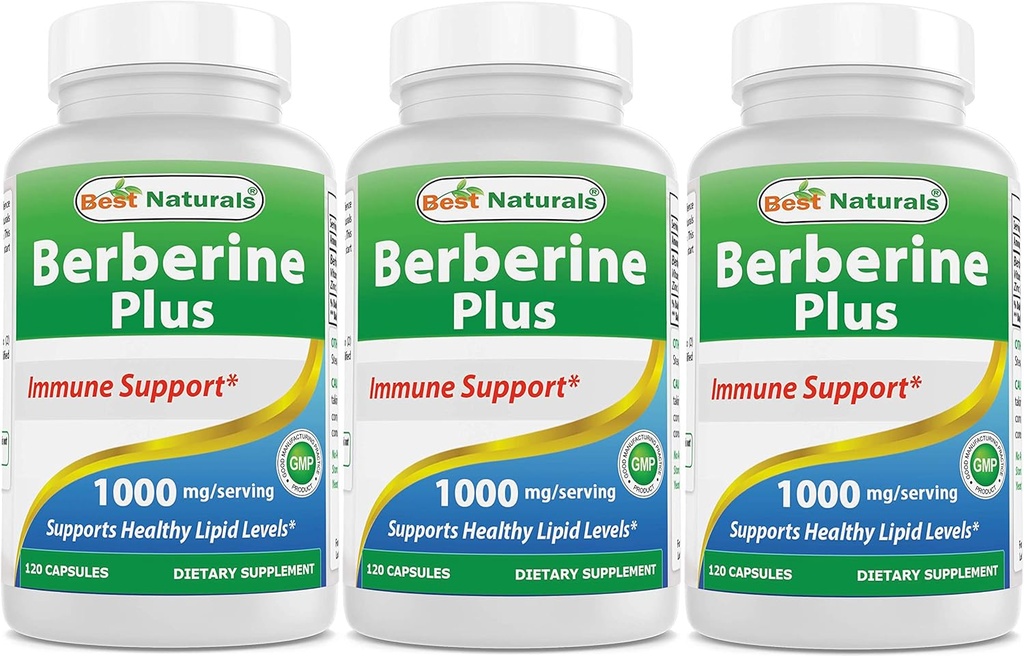 Bedste Naturals Berberine Plus 1000 mg / Servering 120 kapsler - (pakning med 3)