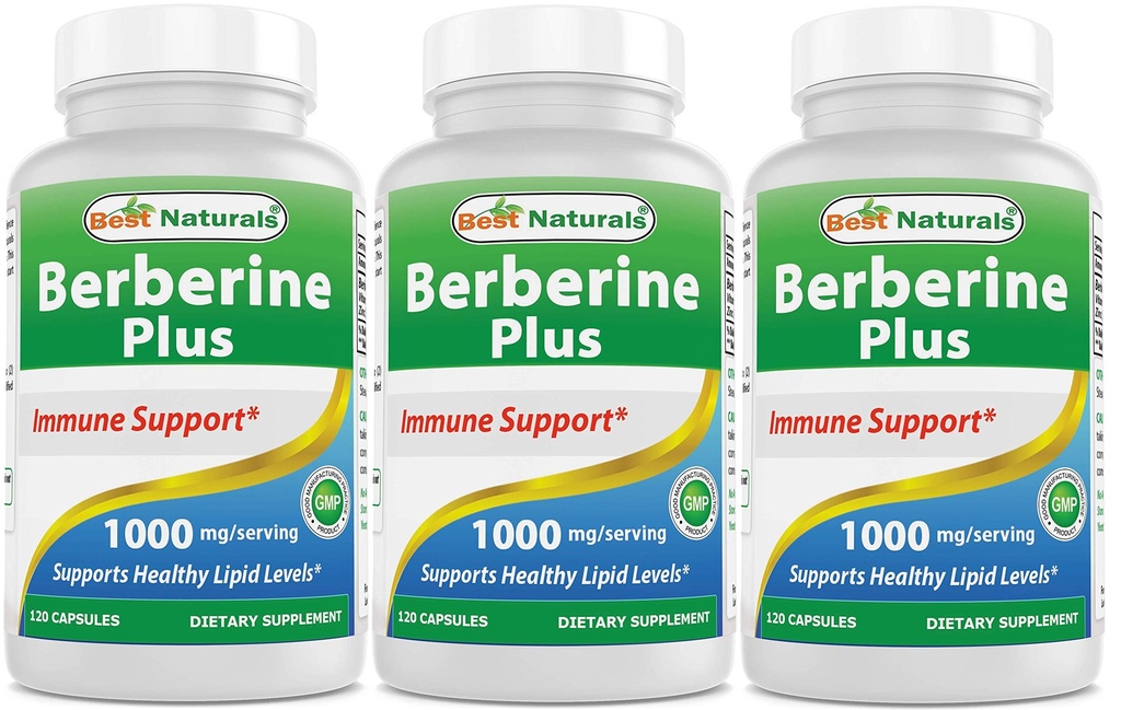 Bedste Naturals Berberine Plus 1000 mg / Servering 120 kapsler - (pakning med 3)