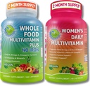 TILLÆG STUDIO Omfattende kvinders Multi- System Support Duo - Hele fødevarer Multivitamin uden jern + kvinders Daglige Multivitamin med jern - Vegan, Non- GMO, Clean Daily Wellness Support