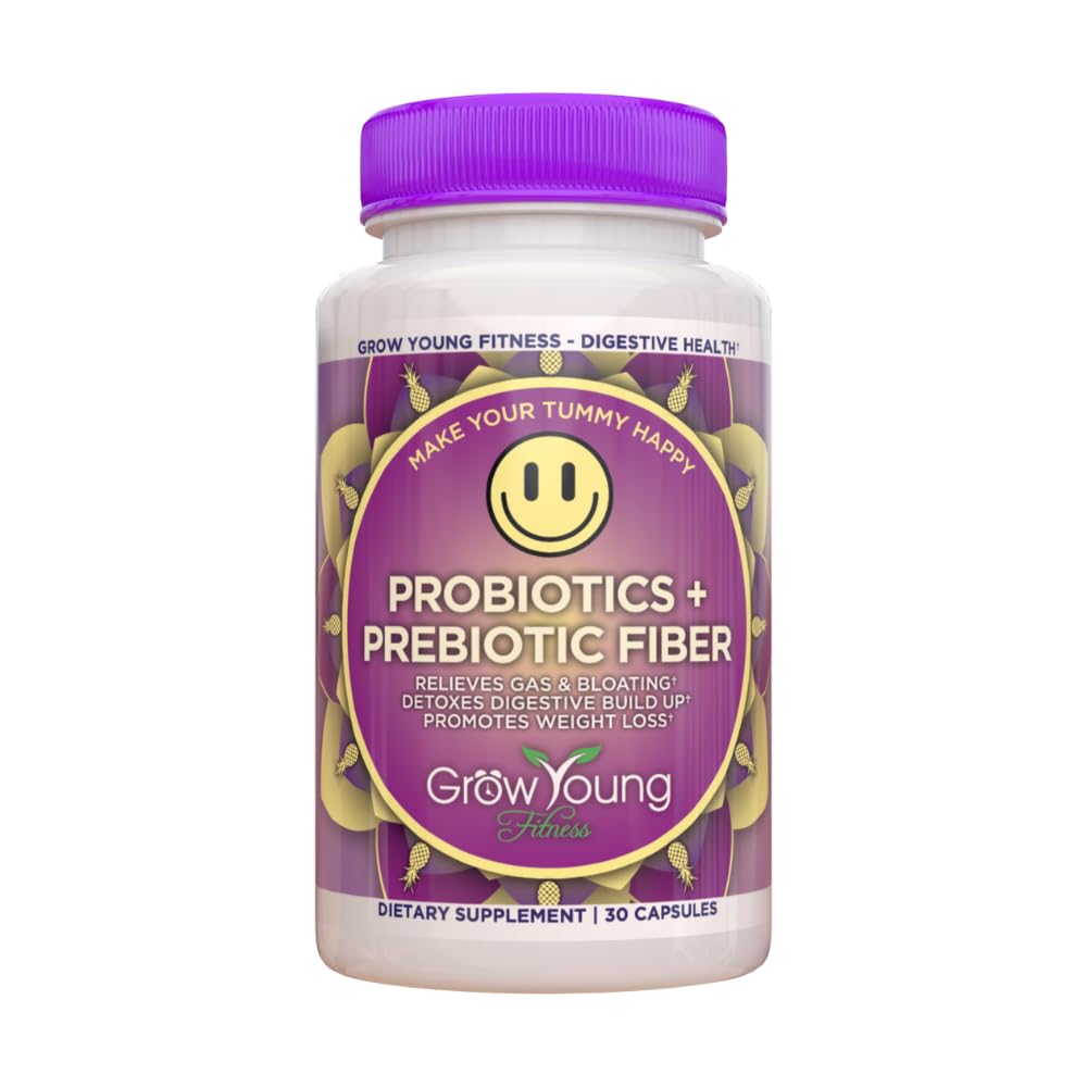 Grow Young Fitness Daily Probiotic + Prebiotic Fiber Supplement, understøtter fordøjelsessygdomme (1 Pack, 30 Servere)