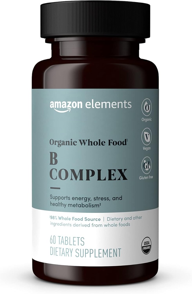  Elements Organic Whole Food B Complex, 98% Whole Food Source, Dietary and other ingredients derived from whole foods, 60 tablets