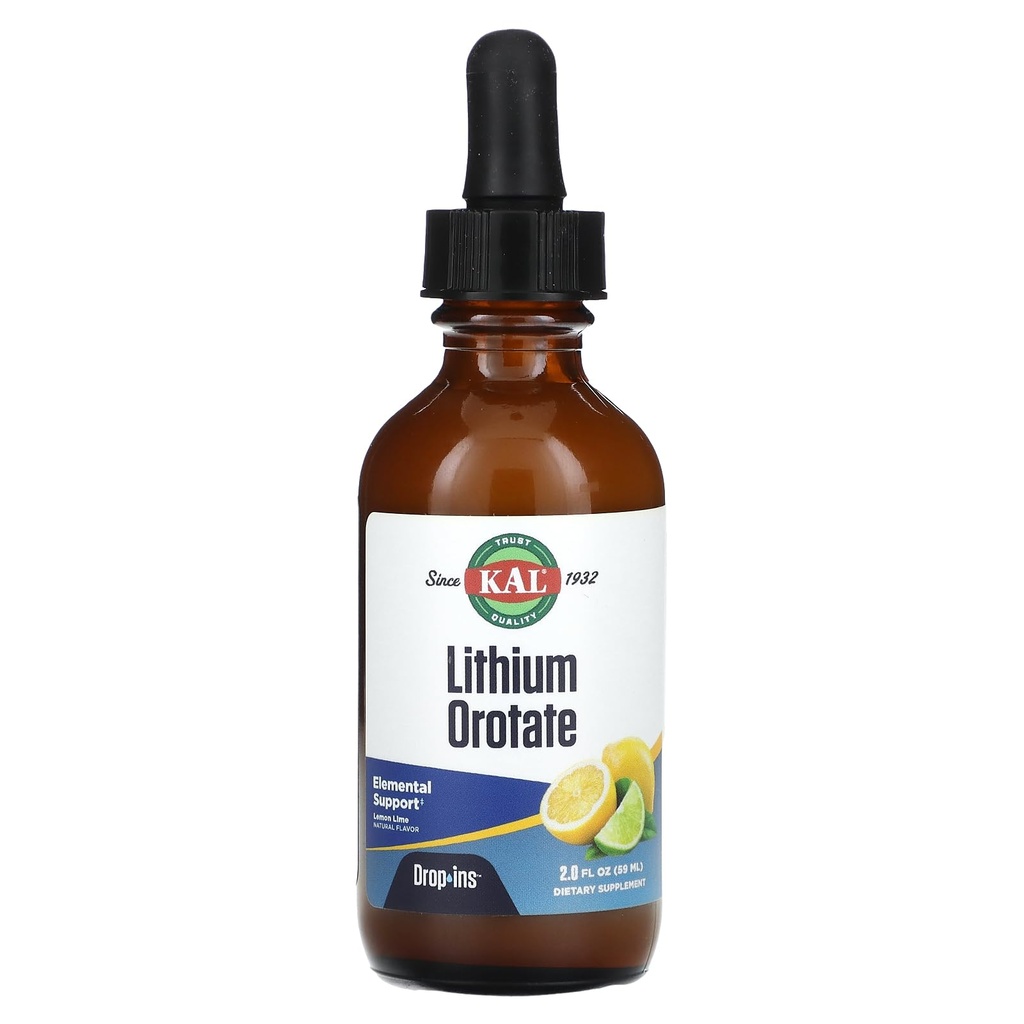 Lithium Orot Drops, Lemon Lime, 2 fl oz (59 ml), KAL