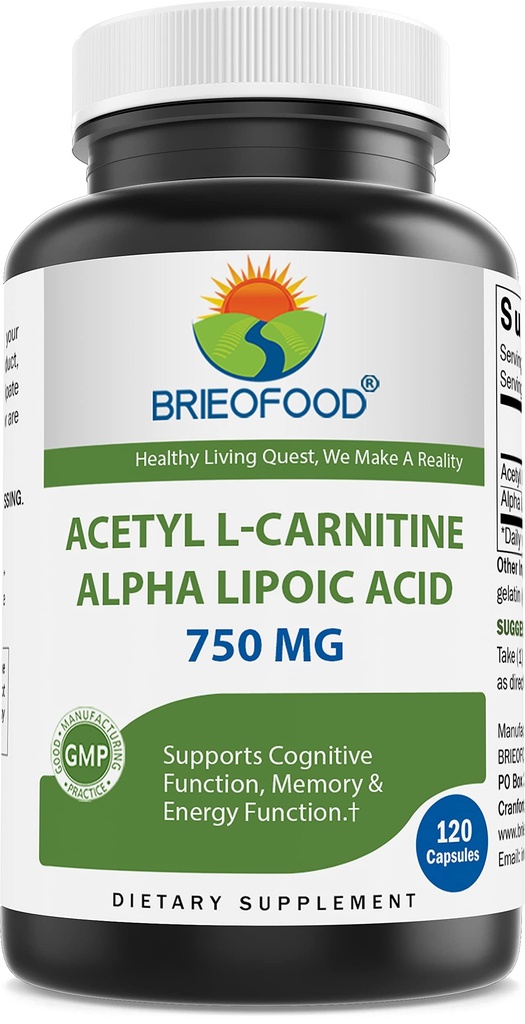 Brieofood Acetyl L- Carnitin Alpha Liposyre (ALA ALC) 750 mg 120 Kapsler