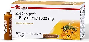 Dr. Wolz Zell Oxygen + Royal Jelly 1000mg, Organic Superfood og alle naturlige energitilskud, Nutrition for immunforsvar, Sund hud, Træthed Relief og energi Boost, 14 hætteglas