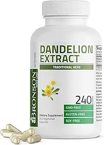 Bronson Dandelion Root High Potency Supplement, Supports Overall Good Health & Well-Being, Traditional Diuretic Herb - Non-GMO, 240 Vegetarian Capsules