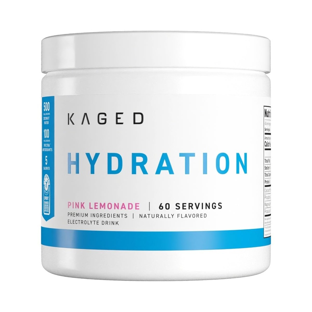 Kaged Electrolyte Hydration Powder Hydracharge Pink Lemonade Sport drik for mænd og kvinder Pre, Post, Intra Workout Supplement 60 Servering