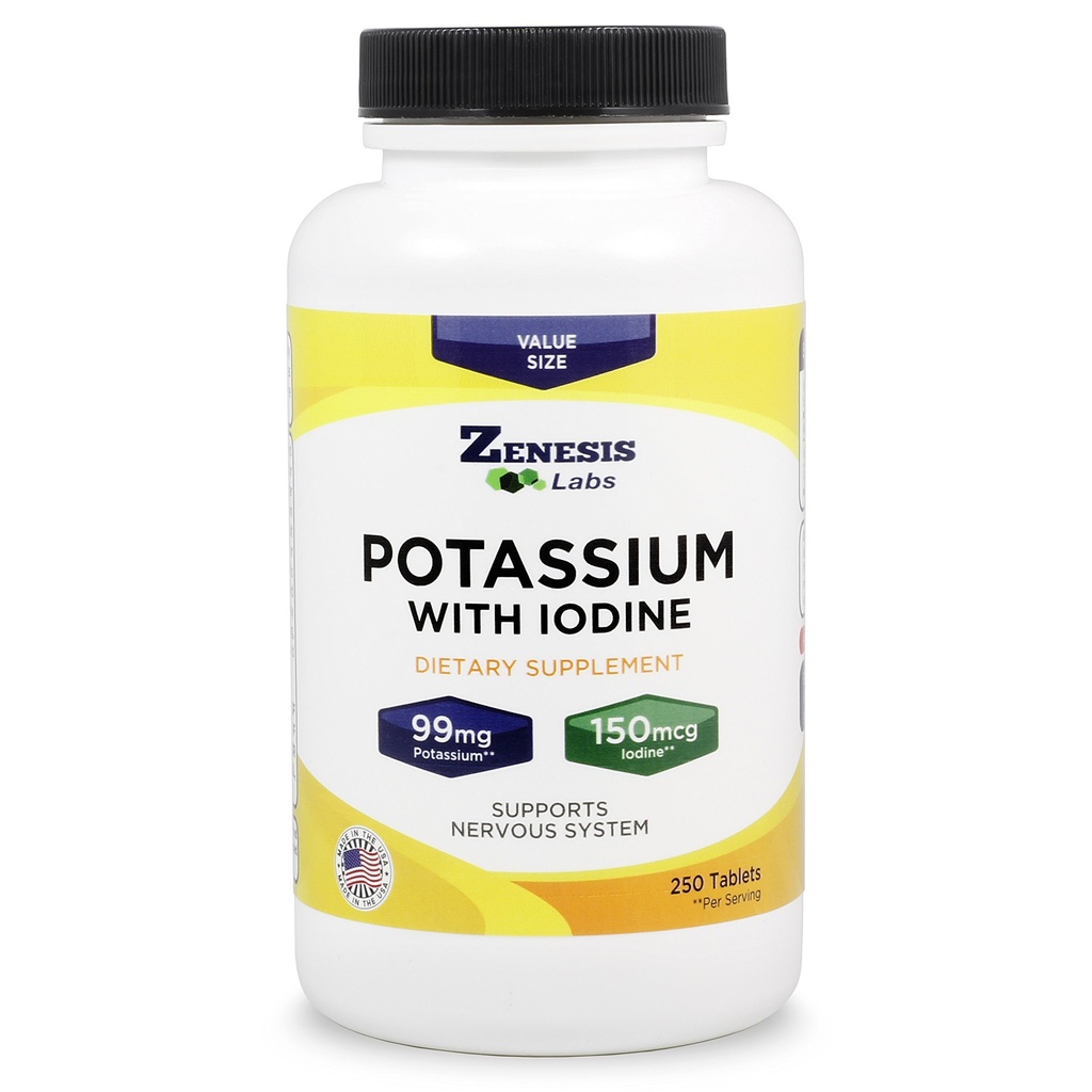 Kalium Gluconat 99mg + 150mcg jod fra Kelp Bulk (250 tabletter / flaske)