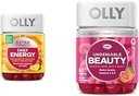 OLLY Extra Strength Daily Energy Gummy, Koffein Free, 1000mcg Vitamin B12, CoQ10, Goji Berry & Undeniable Beauty Gummy, for hår, hud, negle, biotin, C-vitamin, Keratin, Chewable Supplement