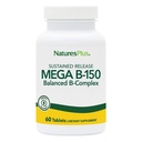 Natures Plus Mega B150 Complex, Sustained Release - 60 Vegetariske tabletter - Maksimal potens B Complex Vitamin Supplement - Gluten- Free - 60 Servere