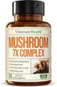 Potent Mushroom Kompleks med Tyrkiet Tail, Lions Mane Extract, Shiitake Mushrooms, Reishi, Cordyceps, Maitake, Chaga & Mere - 7-1- Mushroom supplement til mental Klarhed, Natural Energy & Focus