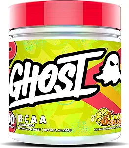 GHOST BCAA Powder Aminosyrer supplement, Lemon Crush - 30 Serveringer - Sukkerfri Intra, Post & Pre Workout Amino Powder & Recovery Drink, 7G BCAA
