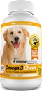 Amazing Omega 3 for hunde - Omega 3 Fish Oil for hunde Supplement til Itchy hudlindring for tør hud og varme spots og afføring Coat med EPA og DHA fedtsyrer - 120 Salmon Flavor tygger