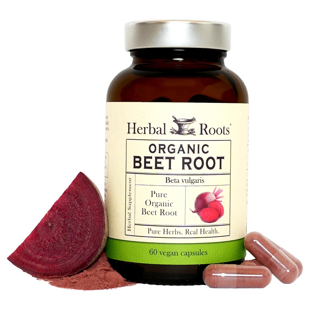 Urteudtræk Organic Beet Root Powder Capsules - 1.500mg per servering - Certificeret USDA Organic - Non- GMO - 60 Count Vegan Capsules